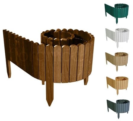 Floranica Rollborder Recinzione in legno flessibile 200 x 20 cm Marrone Legno di pino Bordatura aiuole prato Staccionata in legno Decorazione da giardino per frutteti Palizzata