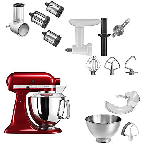 KitchenAid Küchenmaschine Artisan | 5KSM175PSECA | STARTER PAKET inkl. Gemüseschneider, Fleischwolf und vielem Zubehör | Dein Einstieg in die KitchenAid-Welt! (Liebesapfel Rot)