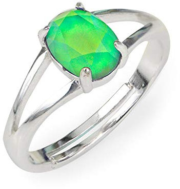 FUN JEWELS - Stimmungsring mit oval facetten geschliffenem Stein - Farbwechsel je nach Stimmung - Minimaler-Stil – Messing - für Frauen und Mädchen