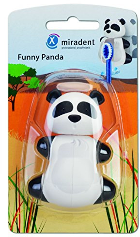miradent Funny Animals hygienischer Zahnbürstenhalter Panda 1 St. | patentierter Schnappverschluss | mit Belüftung | passend für handelsübliche Zahnbürsten | mit Saugnäpfen | für Kinder ab 3 Jahren