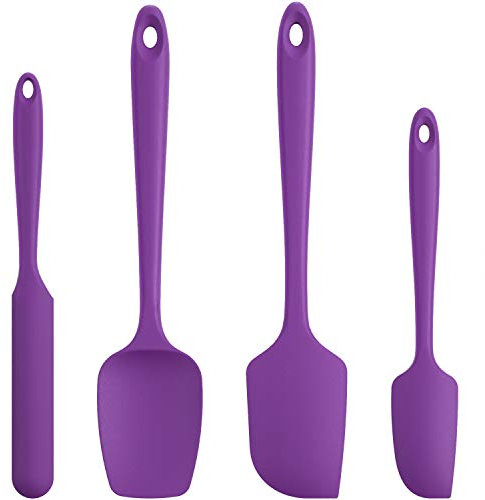 Spatule Silicone Lot de 4: U-Taste Cuisine Maryse Pâtisserie Résistante à la Chaleur 315℃, Ustensiles à Marise Patissier Alimentaire Antiadhésive Flexible sans BPA pour la Cuisson (Mauve)