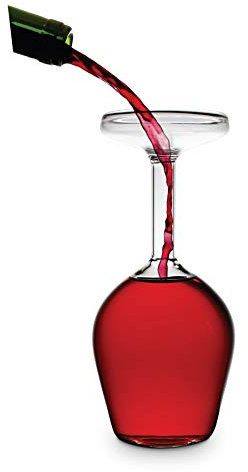 Upside Down Wine Glass Novelty Party Glassware (750ml) Full Bottle