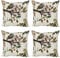 ABAKUHAUS Natur Dekokissen Kissenbezug 4er Pack, Frühlings-Blumen Vögel Französisch, Modern Accent Doppelseitiger Digitaldruck, 50 x 50 cm, Braun und Beige