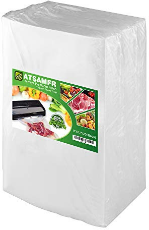 ATSAMFR Vakuumbeutel, 200 Stück, 20,3 x 30,5 cm, BPA-frei, robust, ideal für Vakuum-Aufbewahrung oder Sous-Vide-Kochen.