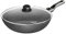 STONELINE Wok 30 cm, Made in Germany, avec Poignée Amovible, Revêtement Antiadhésif avec de vraies particules de pierre, Compatible à l'Induction et au Four, Gris