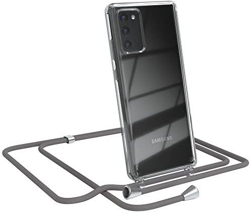 EAZY CASE Handykette kompatibel mit Samsung Galaxy Note 20 / Note 20 5G Handyhülle mit Umhängeband, Handykordel mit Schutzhülle, Silikonhülle, Hülle mit Band, Stylische Kette, Anthrazit