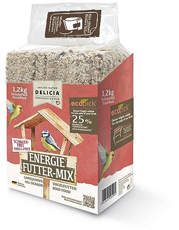 DELICIA® Vogelfutter Energie FutterMix (1,2kg) · Ganzjahresfutter für Wildvögel & Gartenvögel · Im wiederverschließbaren FrischePack · Streufutter für jeden Vogel · Vogelfutter ganzjährig