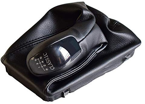 Hacreyatu Palanca de Cambios de 6 Velocidades, Pomo Palanca de Cambios Polaina Bota Cuero para Mercedes-Benz E Class W211 S211 2002-2009 (ELEGANCE)