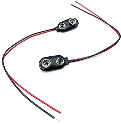 9V Battery Connectors - Pack Of 2 Replacement 9V / PP3 Battery Clips (Slim Flexible PVC Housing)