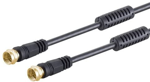 SAT Kabel TV Antennenkabel F-Stecker 5m Gold 135 dB Mantelstromfilter Schwarz 4K 8K