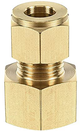 sourcing map Compression Tube Fitting G1/2 Female Thread x 10mm Tube OD Straight Coupling Adapter Brass