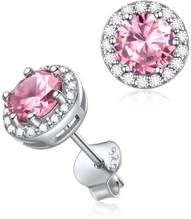 ChicSilver 925 Silber Ohrstecker für Damen, Turmalin Geburtsstein Ohrringe für Damen Mädchen, Kleine Zirkonia Ohrschmuck, Hypoallergene Modeschmuck für Geburtstag Muttertag