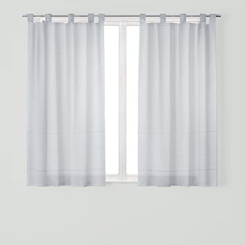 Dalina Textil - Cortina de Cocina Translúcido Lisa, Visillo Transparente para Cocina, Comedor, Marco de Puerta 1 Pieza Tejido Gasa Fina (Gris Claro con Rayas, 140x240cm)
