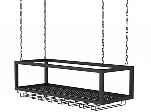 WYFZT Deckenregal Hängend Küche Bar Weinglashalter mit Glashalter Weinregal an der Wand Weinglas Weinflaschenhalter Wein Flaschenregal Weinhalter Stabiler Deckenhänger Küchenhänger - Modernes Design
