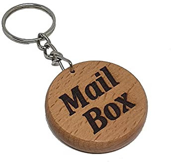 Mail Box Engraved Wooden Keyring Keychain Key Tag Fob