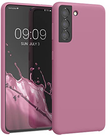 kwmobile Hülle kompatibel mit Samsung Galaxy S21 Hülle - Silikon Handy Case - Handyhülle weiche Oberfläche - kabelloses Laden - Dark Rose