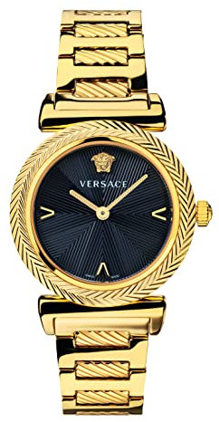 Versace Damen Armbanduhr V-Motif 35 mm V-Motiv-Marken Armband Edelstahl VERE02220