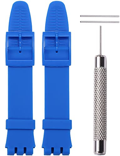 WRISTARMOR Bracelet de rechange en silicone de 17 mm pour montre Swatch GS124 GW164 GB274 avec boucle ardillon en caoutchouc résistant à la transpiration avec outil (bleu)