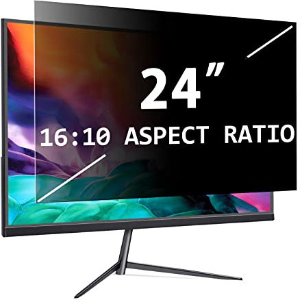 PYS 24 Inch 16:10 Aspect Ratio Privacy Screen for Computer Monitor - Removable Anti Blue Light & Glare Filter - Easy On/Off Privacy Protection