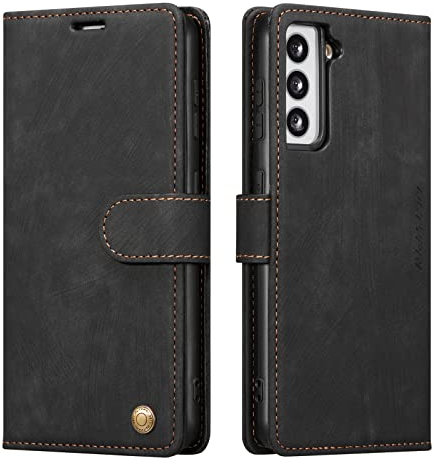 QLTYPRI Custodia per Samsung Galaxy S23 5G, custodia a portafoglio in pelle PU con chiusura magnetica supporto per carte di credito, antiurto, custodia protettiva per Samsung Galaxy S23, colore: Nero