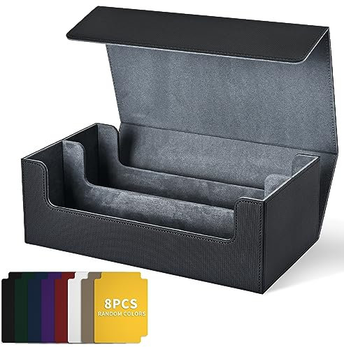 UAONO Sammelkarten-Aufbewahrungsboxen für 1200+ Karten, Premium Magnetic Deck Boxen, Leather Deck Case mit Trennwänden, Spielkarten Deck Boxe für TCG Magic the Gathering YuGiOh Karten (Schwarz)
