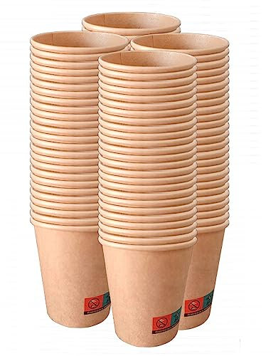 AC ALL CATERING 1000 Vasos Desechables de Café Para Llevar - Vasos Cartón para Servir el Café, el Té, Bebidas Calientes y Frías (7 oz - 200 ml, Kraft)…