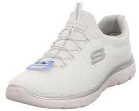 Skechers Womens Summits Artistry Chic Sneaker, White Mesh Silver Gray Trim, 2 UK