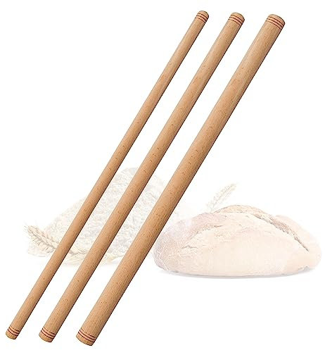 spar-home Rouleau à pâtisserie turc - Rouleau à pâtisserie traditionnel en bois de hêtre - Rouleau à pâtisserie fait à la main en bois d'oclava (3 pièces_60 cm)