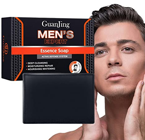 2 Pcs Charcoal Soap Bar Men - Face Soap for Men - Charcoal Soap with Shea Butter, E for Prevent Acnes, Blackheads, Fade Scars, Brighten Complexion