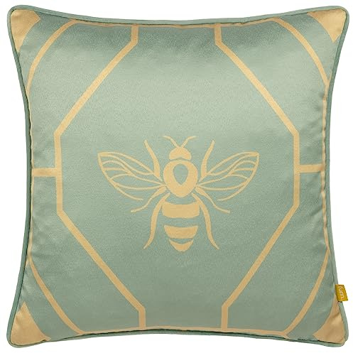 furn. Bee Deco Feather Filled Cushion, Eau De Nil, 43 x 43cm