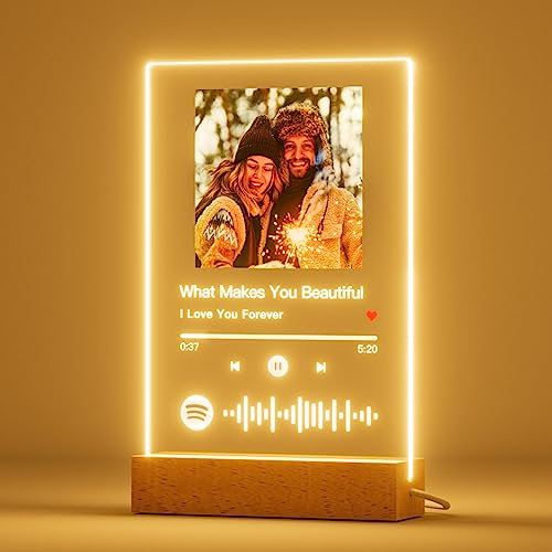 iDIY plaque spotify personnalisé avec photo musique LED - Cadre photo Spotify personnalisé Cadeaux pour les anniversaires et la Saint-Valentin Noël