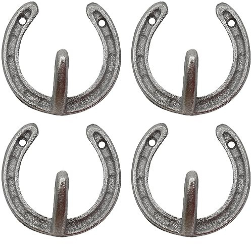 UOIENRT 4 Stück Kleiderhaken Heavy Duty Kleiderbügel Vintage Wandaufhänger Gusseisen Hufeisen Haken