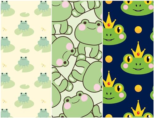 Heko Panels Oxford Stoff Panel Wasserdicht Mit 3 Mustern Canvas-Stoff Polyester Stoff Zum Nähen Nähstoffe Dekostoffe Wasserabweisend Blickdicht 121,5 x 153 cm Frösche