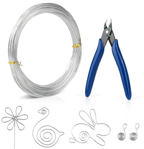 ZEFAN Basteldraht, 1mm x 40m, 1 Rolle Draht zum Basteln mit Abschneider, Metalldraht, Modellierwire für Schmuckherstellung, Basteln, Kränze und Bonsai-Bäume