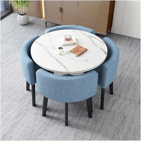 Rund Esstisch Mit 4 Stühlen Set,Besprechungstisch,Rund Konferenztisch,Empfangtisch Esstisch,Verhandlungstisch,Bartisch Mit Stühlen,Tische Und Stühle For Den Empfang For Esszimmer,Küche,Wohnzimmer ( Co