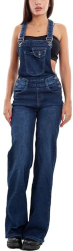 Toocool Salopette Jeans Donna Overall Denim Pantaloni Jumpsuit Palazzo CY-1072 [XS,Blu]