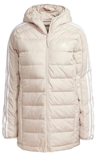 adidas Femme Essentials 3-Stripes Light Down Hooded Parka, Wonder Beige, L