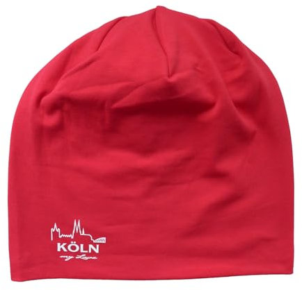 CHW Beanie Mütze Köln My Love | rot | Kölner Skyline Kölnartikel | Damen Herren Kopfbedeckung