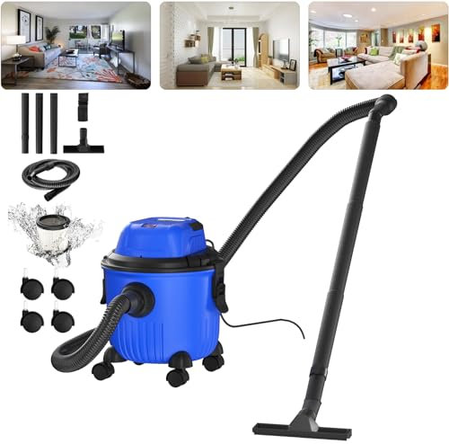 VickyHome Aspirateur Sec Et Humide pour Voiture, 800W 16kp Aspirateur De Tapis avec Roues Universelles, 1.5m Flexible Hose, 1.5L Container