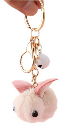 ViWaVee Schlüsselanhänger mit Karabiner mit Weichem Plüsch, Niedlicher Hasen Anhänger für Autoschlüssel. Geschenk für Frauen, Freundin, Kollegin, Freunde. (Weiß)