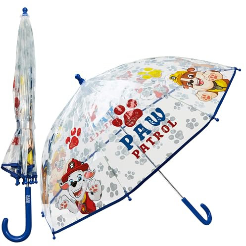 Paw Patrol Ombrello Bambini, Cupola Trasparente Leggera Ombrelli Bambino Accessori da Viaggio (Blu)