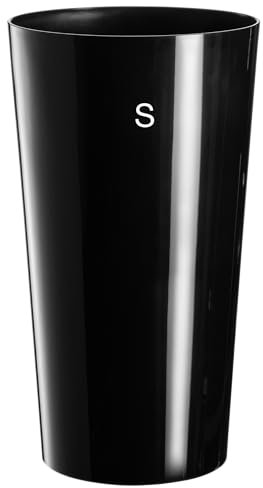 Pot de fleurs rond brillant fin avec insert amovible (noir, taille S : 26 cm)