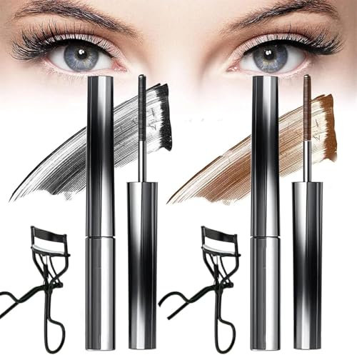 Judy Doll Mascara, 3D Curling Wimperneisen-Mascara, Doll Iron Brush Mascara, Judy Doll Curling Iron Mascara, Lash Princess Mascara, wasserfeste Mascaras (Black+Brown)