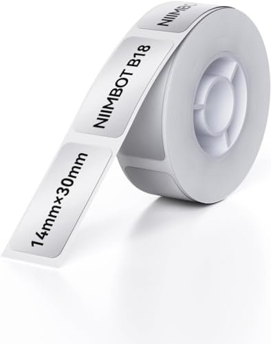 NIIMBOT Thermotransfer Etiketten Selbstklebende Rolle nur für B18 Etikettendrucker, PET Aufkleber Beschriftungsetiketten Etikettenband Wasserdicht Haltbares Schriftband,14 x 30 mm 210pcs, Silber