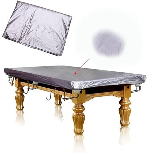DJFOG Billardtischabdeckung, wasserdichte PVC-Tischabdeckung, staubdicht, Feuchtigkeits- und Sonnenschutz, mit Kordelzug, Billardtisch-Staubschutz, für 7/8/9/10/12 Fuß Billardtisch,Silber,12ft