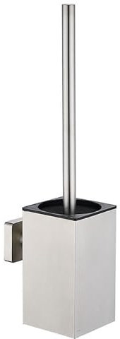 Toilet Brush and Holder Set Wall Mount or Freestanding KWQKEM Modern Toilet Bowl Cleaners Brush and Holder with Lid 304 Stainless Steel (Brushed Silver)