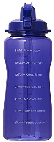 Generisch 2LSport Trinkflasche, BPA-Frei Sportflasche, Auslaufsicher Sport Wasserflasche, Trinkflasche mit Zeitmarkierung für Fitness, Büro, Schule, Yoga, Outdoor. (Blau)