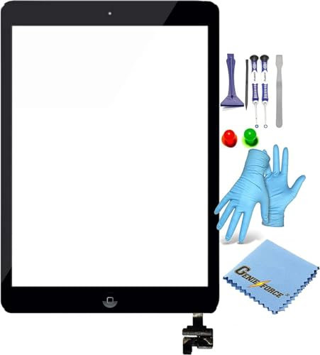 Foxcrypt Touchscreen Glas Digitizer kompatible mit iPad mini 1st Generation, iPad mini 2 Display- inkl. Profi Werkzeugsset - SCHWARZ