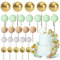 ASTARON 50 Pcs Ball Cake Topper Sticks Mini Balloons for Cake Decorating Supplies Foam Balls Cake decorations for Baby Shower Cake Birthday Cake Toppers Decorations (Light Brown，Green)