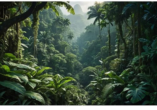 Aquarium Background Tropical Jungle with Trees Terrarium Backdrop Tropical Lush Green Leaves and Plants Natural Forest Landscape Fish Tank Background Reptile Habitat Backdrop Decor Vinyl 60x24in